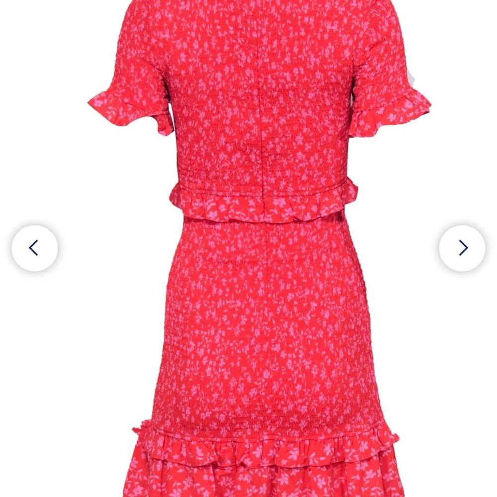Likely Red Floral Ruffle Dress
